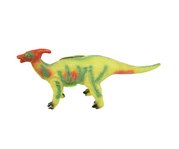 Dino World: Vinyl anyagú hangot adó Parasaurolophus dinoszaurusz figura pamut töltéssel 35cm