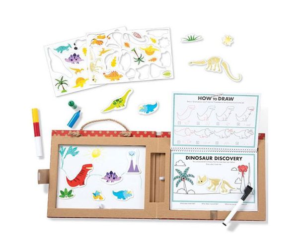 Melissa & Doug: Dinoszauruszos letörölhető rajzoló és mágneses kreatív játékszett