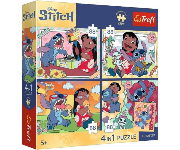 Disney Lilo & Stitch - 4 x 88 db-os Premium Plus Kids puzzle - Trefl