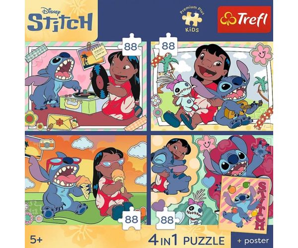 Disney Lilo & Stitch - 4 x 88 db-os Premium Plus Kids puzzle - Trefl