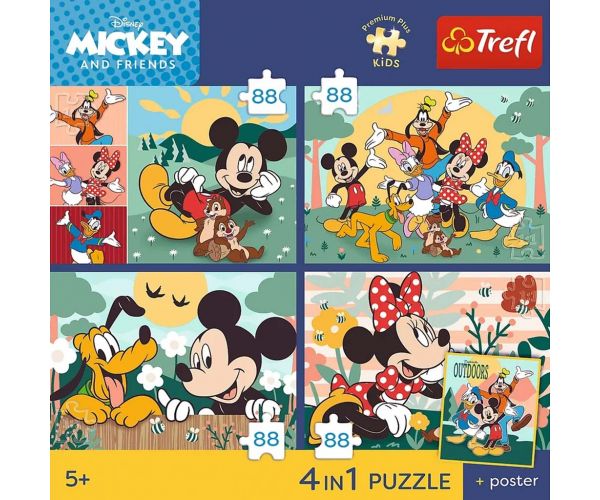 Disney Mickey egér és barátai – 4 x 88 db-os Premium Plus Kids puzzle – Trefl