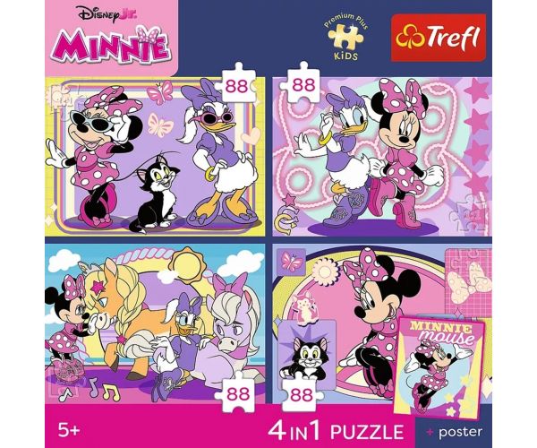Disney Minnie egér - 4 x 88 db-os Premium Plus Kids puzzle - Trefl