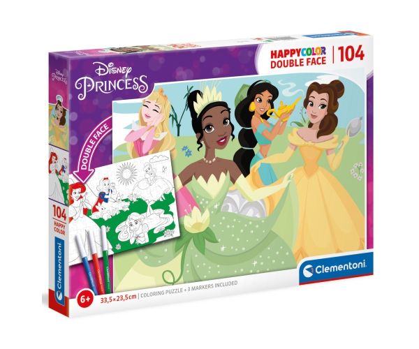 Disney Hercegnők Double 2 az 1-ben 104db-os színezhető kétoldalas puzzle - Clementoni