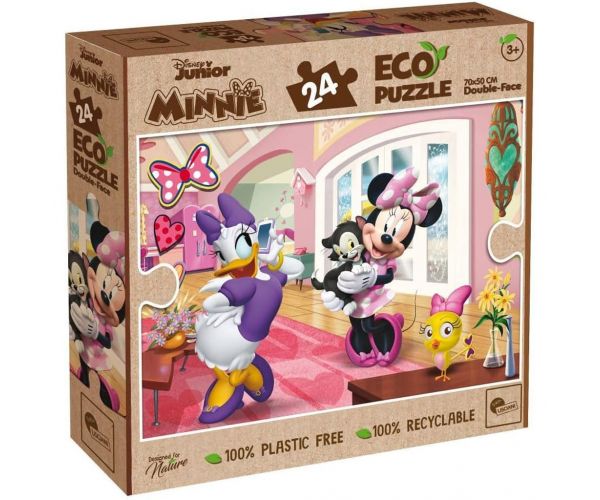Minnie egér és Daisy kacsa kalandjai 2 az 1-ben 24db-os Eco maxi puzzle és színező 70x50cm - Lisciani