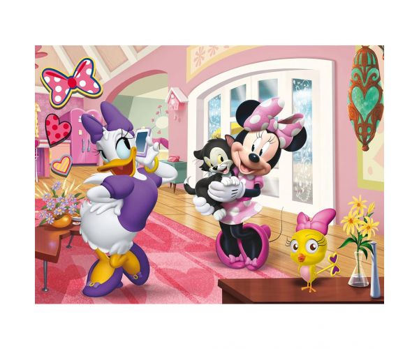 Minnie egér és Daisy kacsa kalandjai 2 az 1-ben 24db-os Eco maxi puzzle és színező 70x50cm - Lisciani