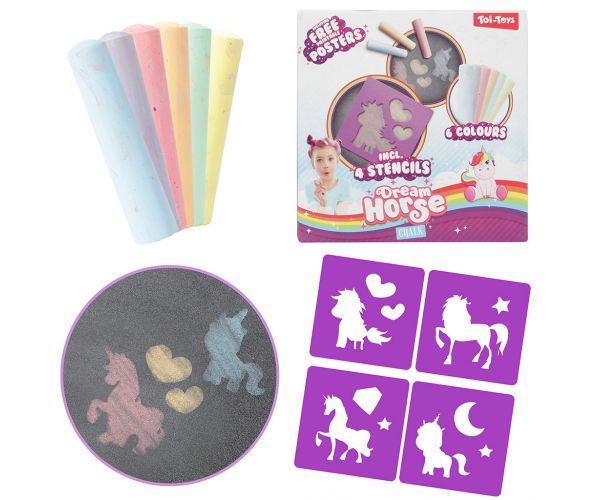 Dream Horse: Aszfaltkréta szett unikornis sablonnal