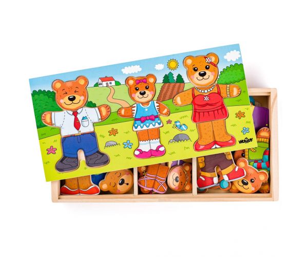 Öltöztethető medvecsalád fa puzzle - Woodyland
