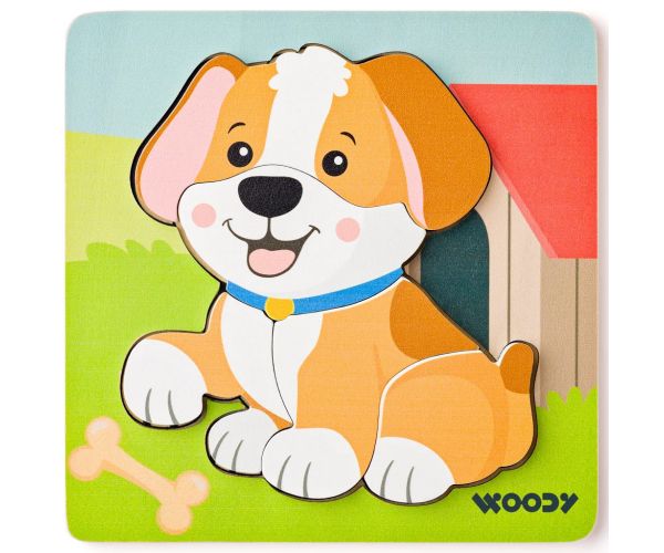 Fa kutyás 5db-os baba puzzle - Woodyland
