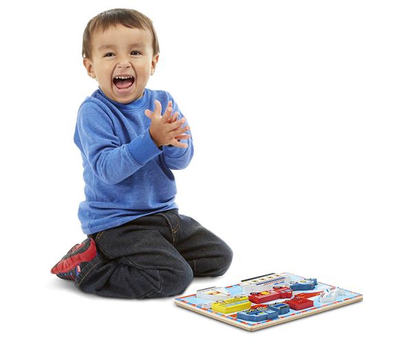 Járműves vastag fa formapuzzle 9 elemmel - Melissa & Doug