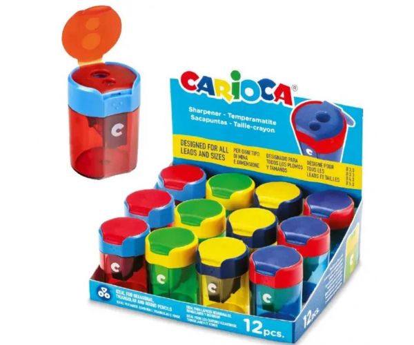 Két lyukú színes hegyező tartállyal többféle 1db - Carioca