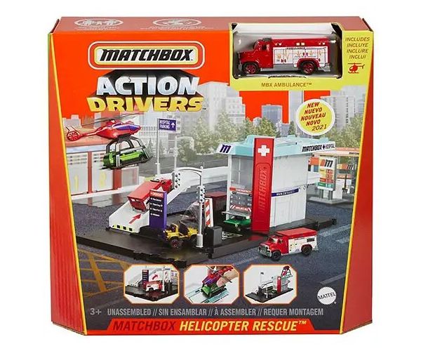 Matchbox: Action Drivers čerpacia stanica s vrtuľníkom - Mattel