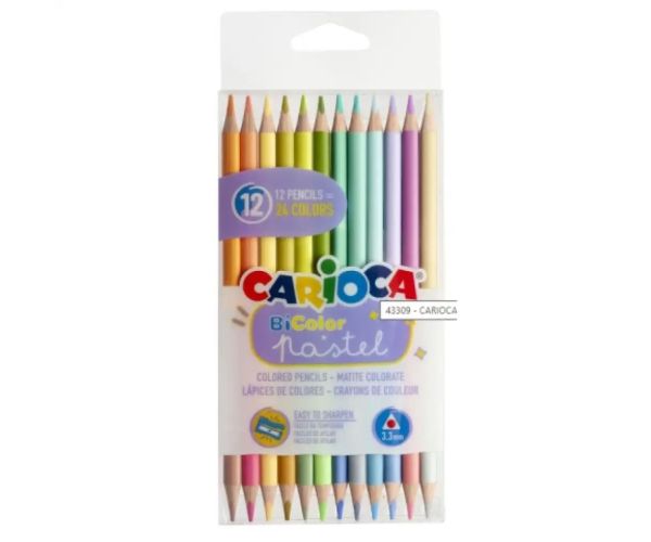 Bi-Color 12 dielny set pastelových obojstranných farebných ceruziek - Carioca
