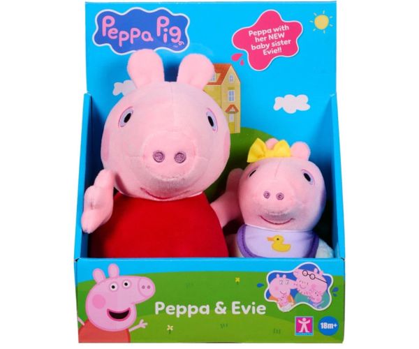 Peppa prasiatko a Evie 2-dielna plyšová figúrka sada
