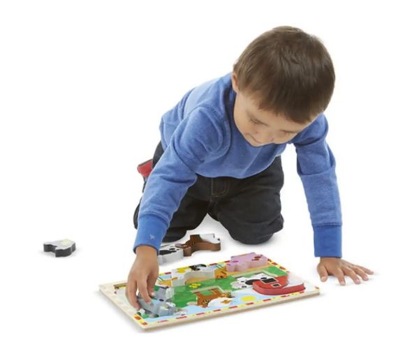 Farm zvierat hrubé drevené tvarové puzzle 8 kusov - Melissa & Doug