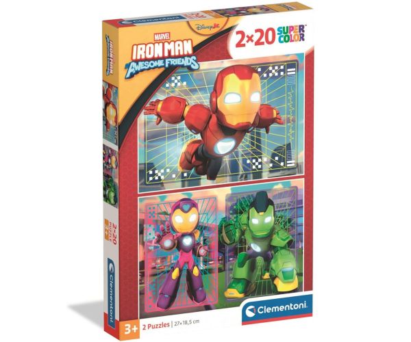 Iron Man a jeho úžasní priatelia 2x20dielne Supercolor puzzle - Clementoni