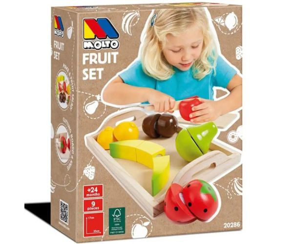 Molto: Drevený ovocný set s podnosom 9ks