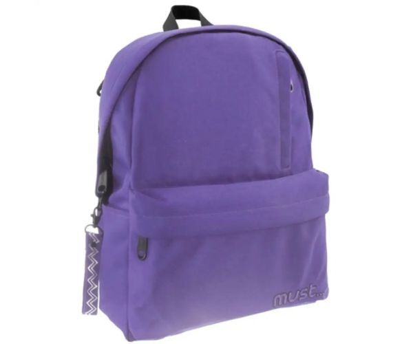 Must: Fialová zaoblená školská taška so 4 priehradkami 32x17x42cm