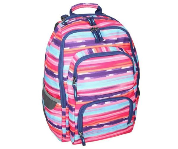 Spirit: E-Bag farebná pruhovaná zaoblená školská taška, batoh 46x34x22cm