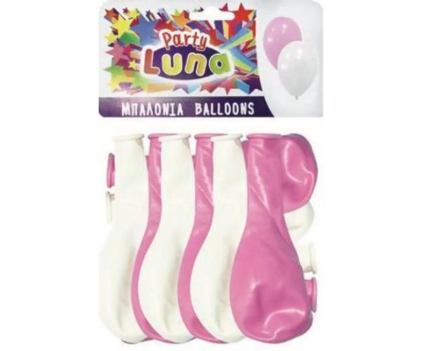 Luna: Párty Balón v ružovej a bielej farbe 24ks