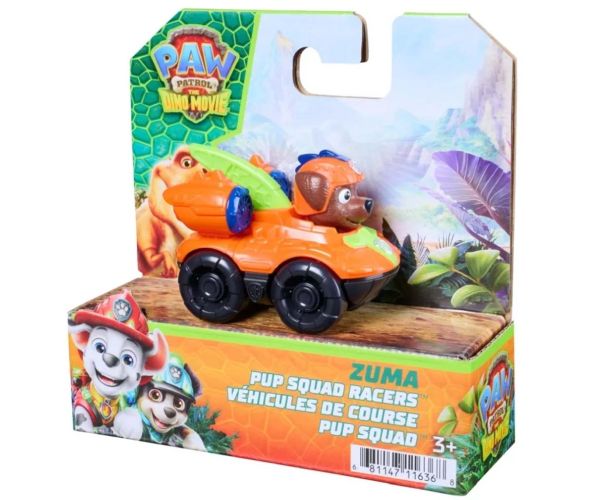Labková patrola: Dino Movie Zuma mini pretekárske autíčko 6,4 cm - Spin Master