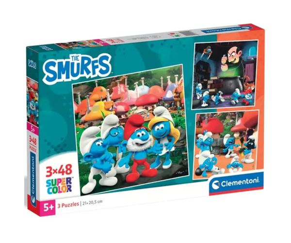 Hupikék trpaslíci dobrodružstvá 3x48ks supercolor puzzle - Clementoni
