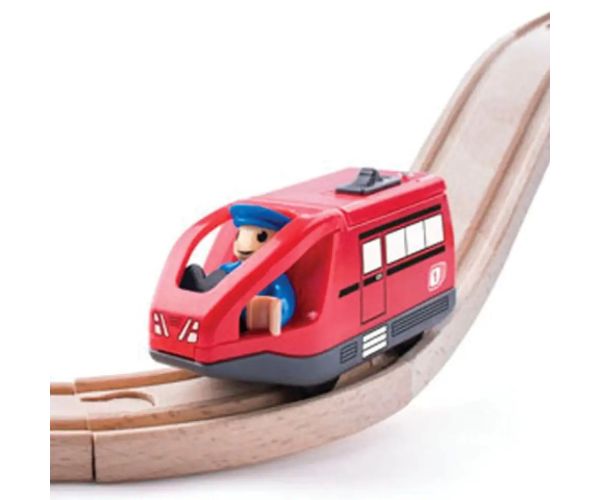 Modern červená elektrická lokomotíva - Woodyland