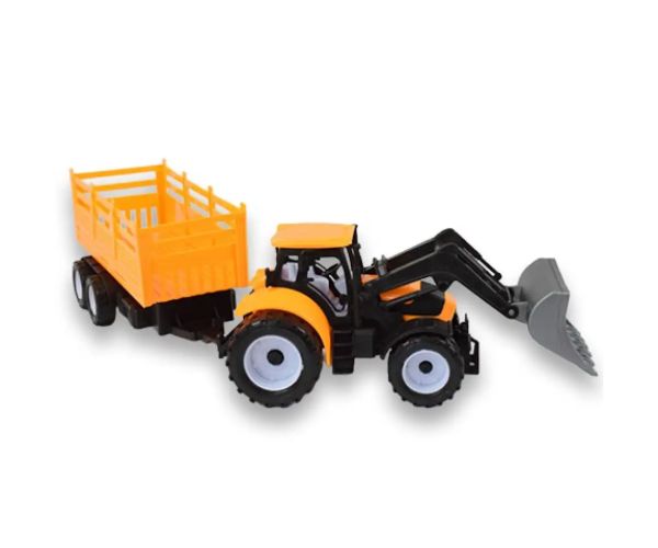 Engineering Truck: Bagrový traktor pracovný stroj s dvojnápravovým prívesom 45 cm