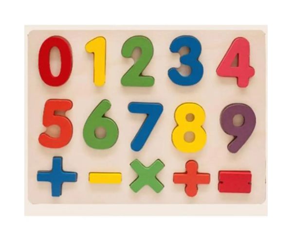 Farebné drevené puzzle - vkladačka s číslami 15 dielny set