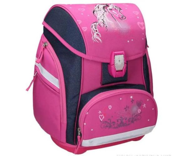 Spirit: Kone ergonomická školská taška s 3D vzorom a LED svetlom 5-dielny set 34x22x41cm