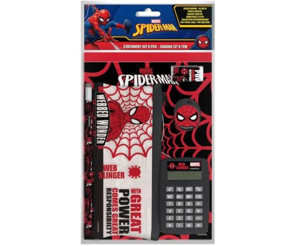 Spiderman set písacích potrieb s kalkulačkou v PVC vrecku