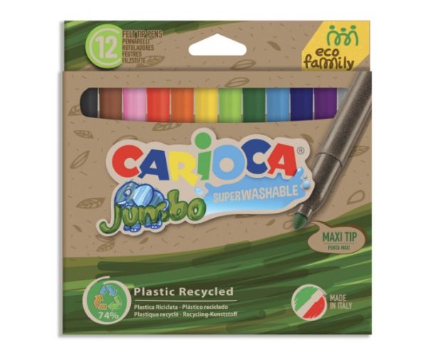 Eco Family Jumbo 12db-os színes filctoll szett - Carioca
