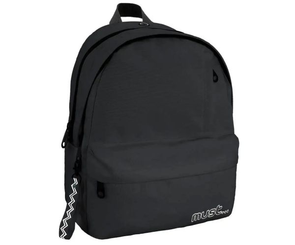 Must: Čierna zaoblená školská taška so 4 priehradkami  32x19x42cm