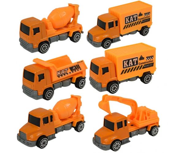 Alloy Car: 6-dielny set stavebných autíčok 8cm