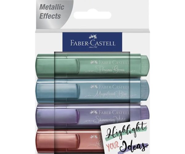 Faber-Castell: 4 dielny set metalických zvýrazňovačov 1546