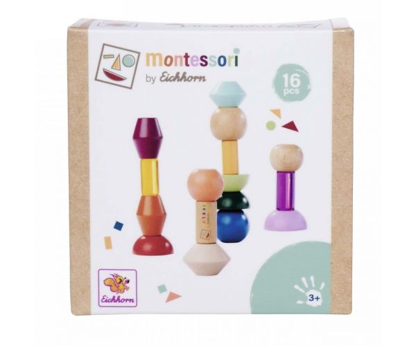 Eichhorn: Fa Montessori Toronyépítő Formák – Kreatív egyensúlyozó játék - Simba Toys