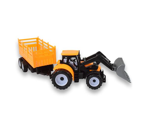 Engineering Truck: Kotró traktor munkagép kéttengelyes utánfutóval 45cm