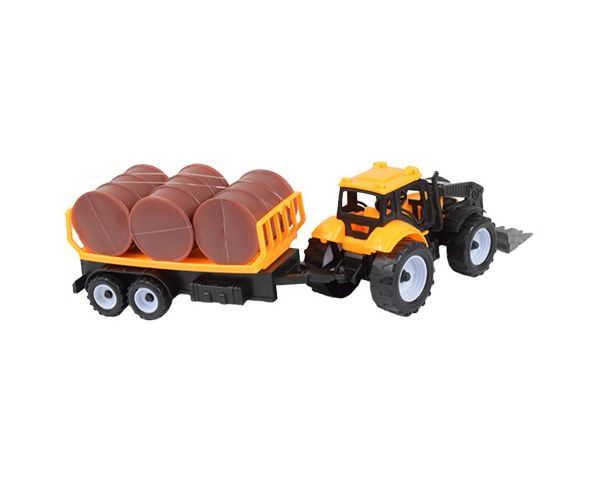 Engineering Truck: Traktor szett utánfutóval és olajos hordókkal 28cm