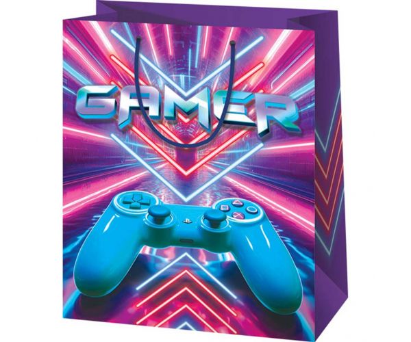 Gamer mintás exkluzív nagy ajándéktáska 26x13x33cm