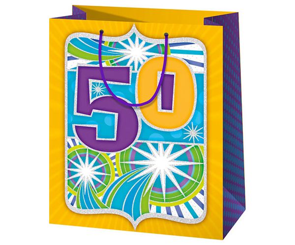 50-es jubileumi exkluzív normál méretű ajándéktáska 11x6x15cm