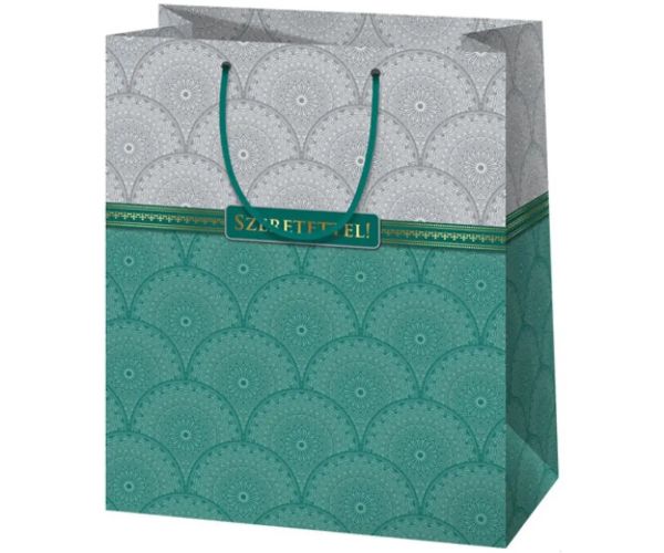 Szeretettel! elegantná veľká darčeková taška 26x13x33cm