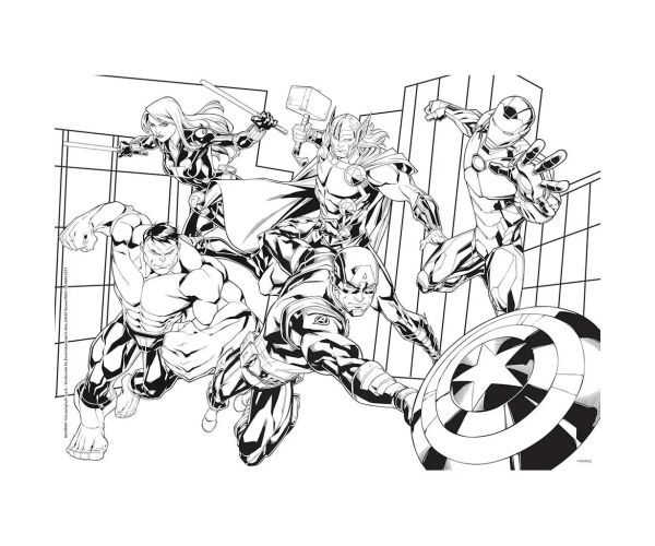 Avengeri 2 v 1, 48-dielne puzzle a omaľovánka 35x25 cm - Lisciani