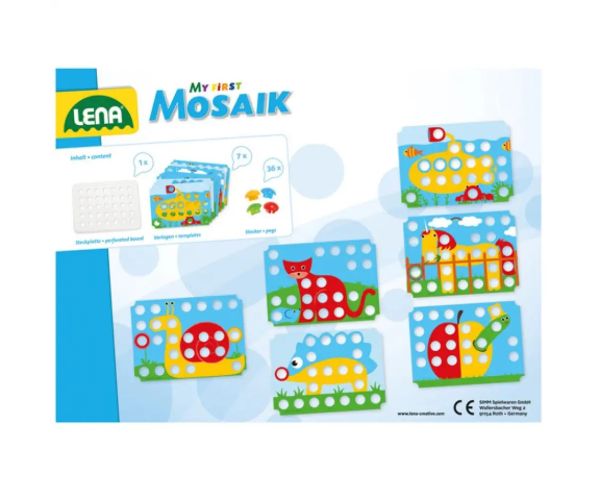 LENA: Mosaik Prvý Pötyi kreatív set 7 vzormi 32mm 36ks