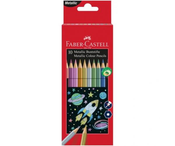 Faber-Castell: Súprava farebných ceruziek, 10 ks, kovové farby