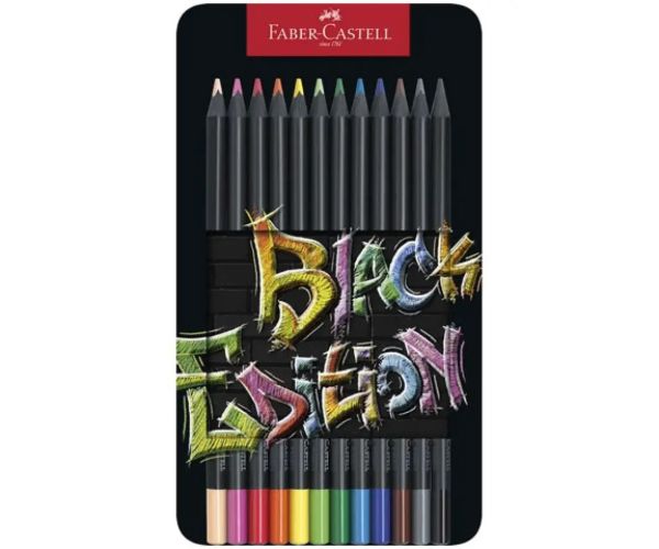 Faber-Castell: Black Edition 12 dielny set farebných ceruziek v kovovej krabičke