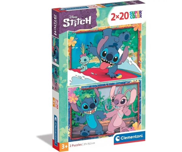 Disney Stitch 2x20 dielna Supercolor puzzle - Clementoni
