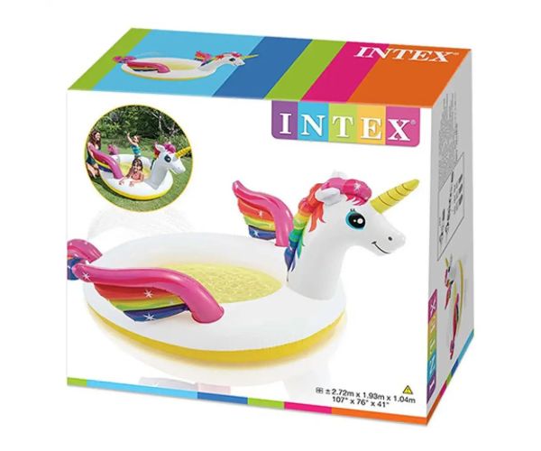 Intex: Jednorožec striekajúci detský bazén 272x193x104cm