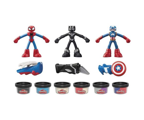 Play-Doh: Marvel Hrdinské dobrodružstvá – plastelínová súprava so 3 figúrkami - Hasbro