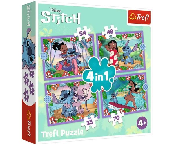 Disney Lilo&Stitch šialený deň 4 v 1 puzzle set - Trefl