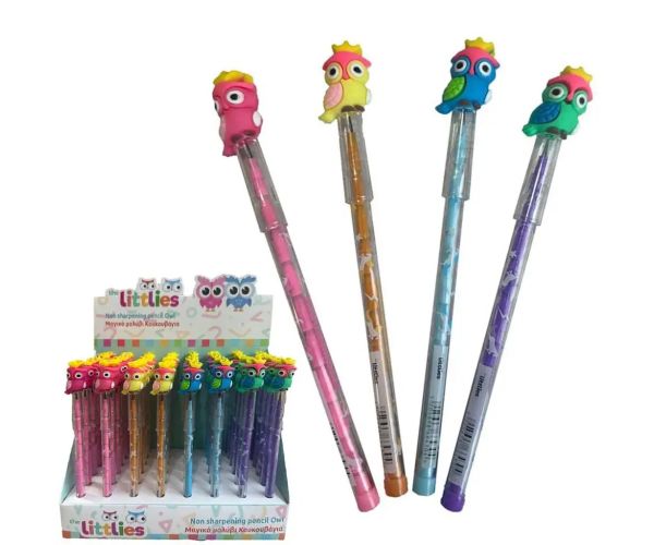 Littlies: Figúrka s owl na posúvacom vkladači HB grafitová ceruzka v rôznych variantoch 1ks