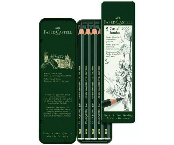 Faber-Castell: 9000 Jumbo grafitceruza fém dobozban 5db-os szett